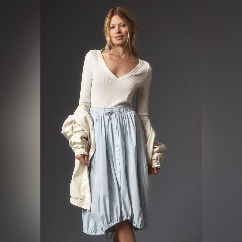 Daily Practice Midi Dress XS | Button Front Skirt Two-Tone Long Sleeve‎